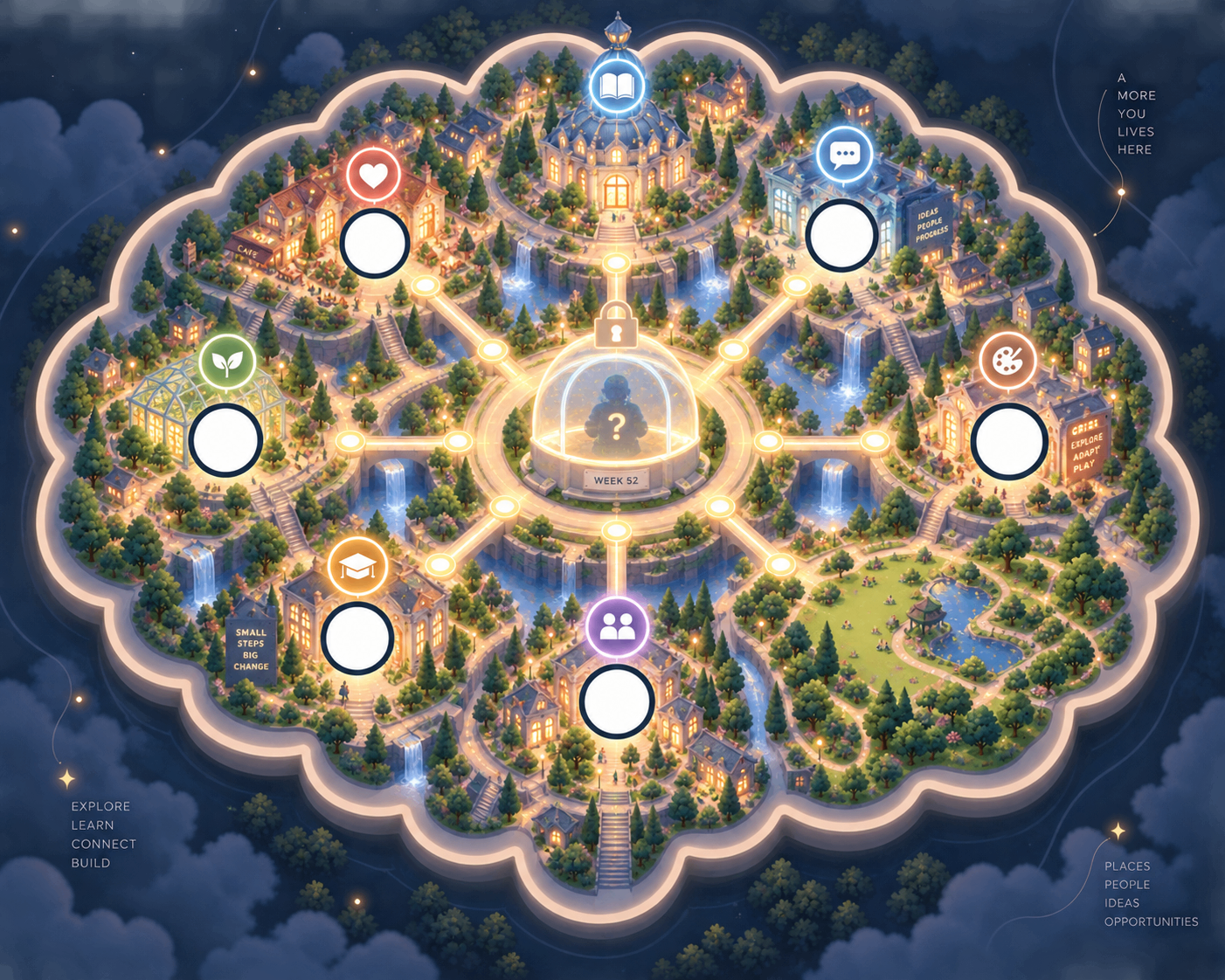 The same city with its places lit